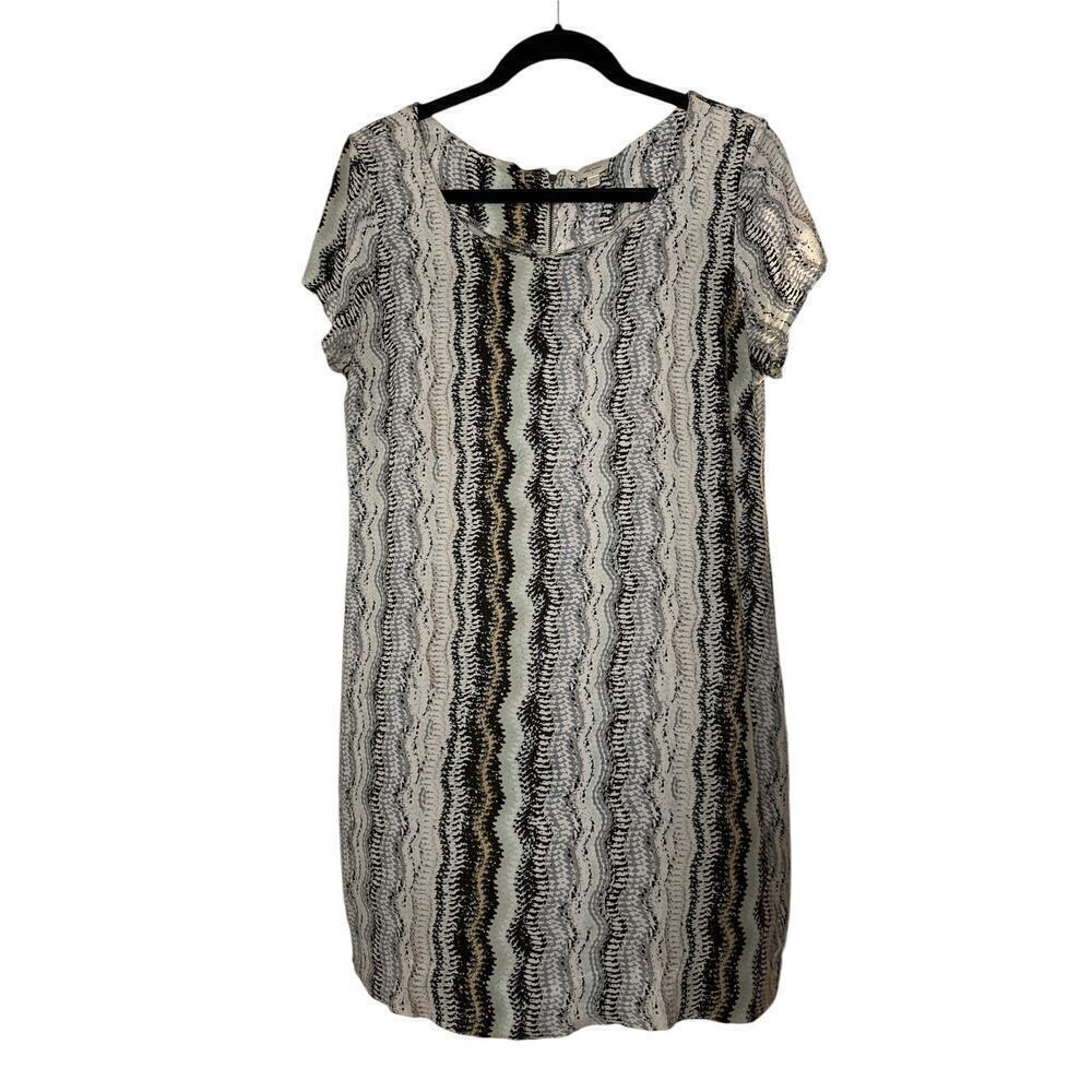 Ella Moss Women's Short Sleeve Striped Casual Boho Shift Dress Size L Mu…